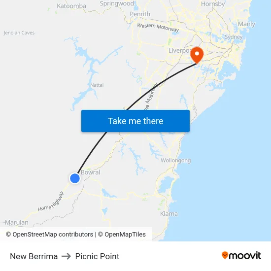 New Berrima to Picnic Point map