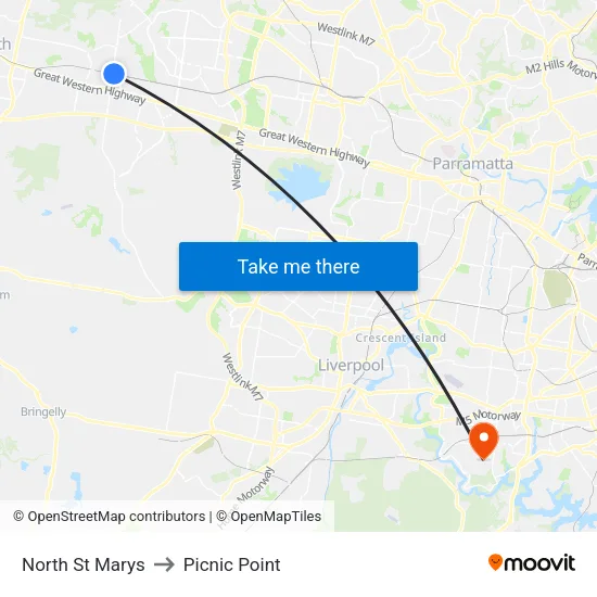 North St Marys to Picnic Point map