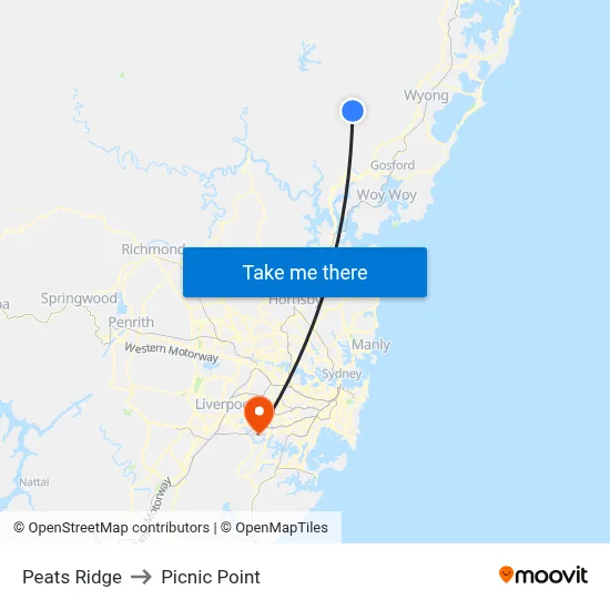 Peats Ridge to Picnic Point map