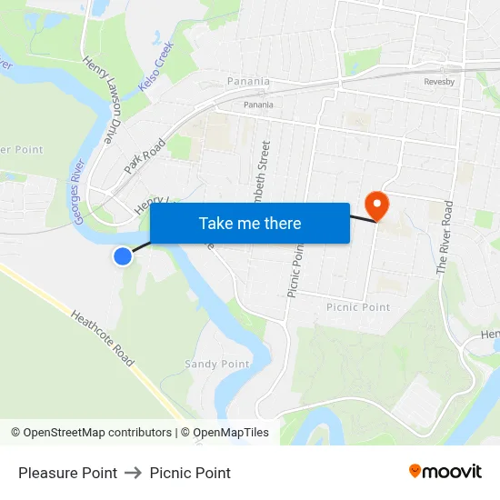 Pleasure Point to Picnic Point map