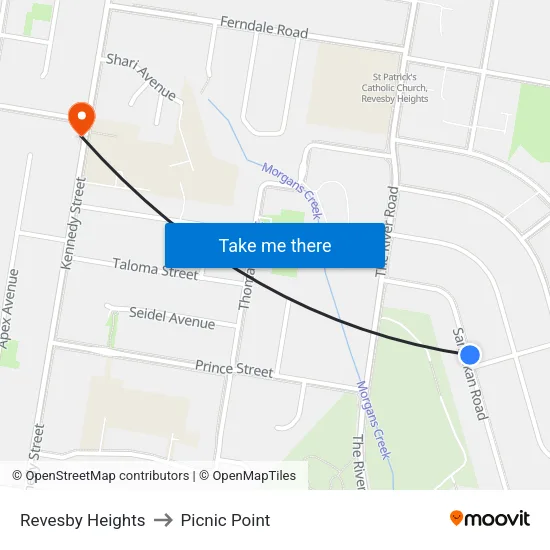 Revesby Heights to Picnic Point map