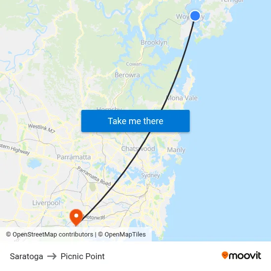 Saratoga to Picnic Point map
