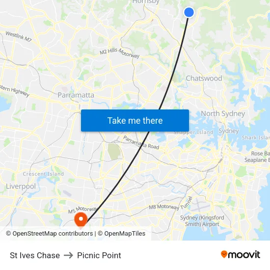 St Ives Chase to Picnic Point map