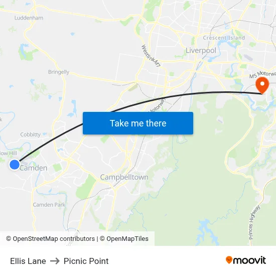Ellis Lane to Picnic Point map