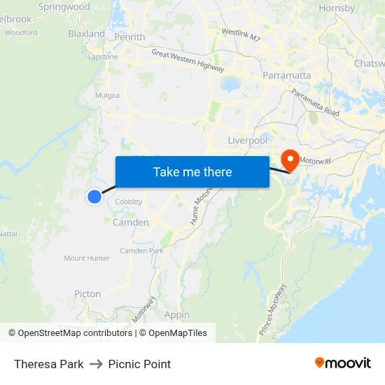 Theresa Park to Picnic Point map