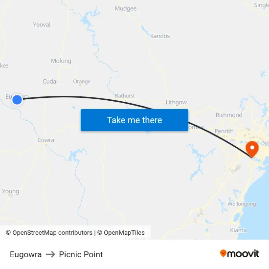 Eugowra to Picnic Point map