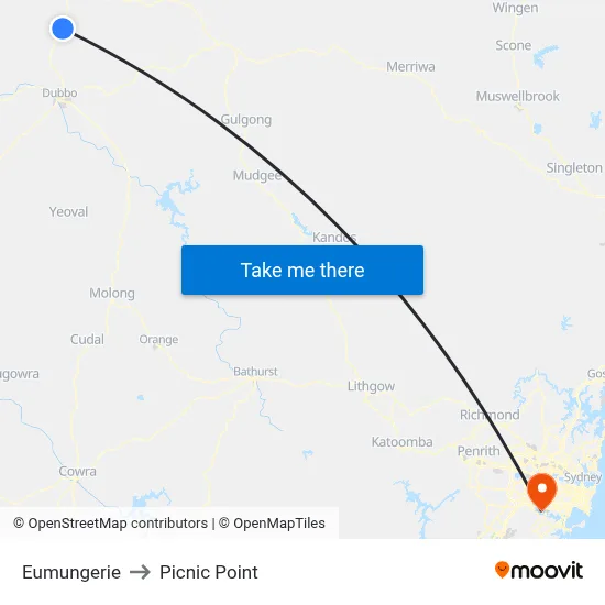 Eumungerie to Picnic Point map