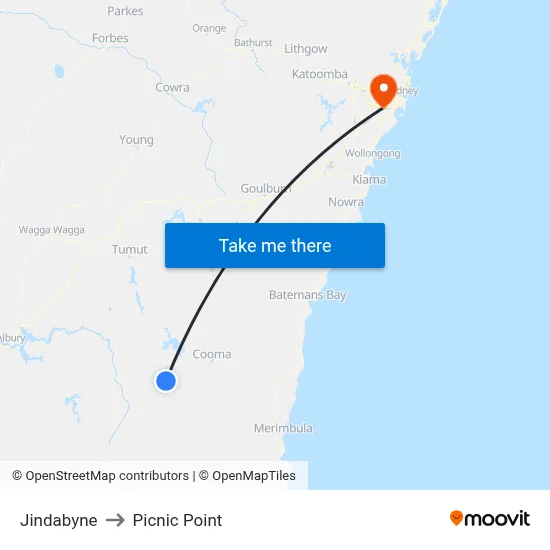 Jindabyne to Picnic Point map