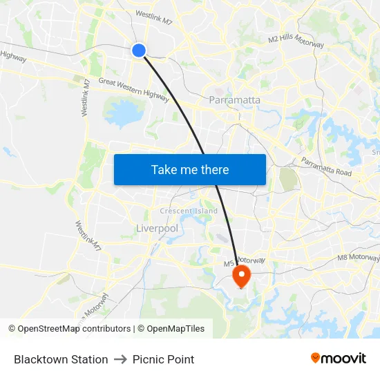 Blacktown Station to Picnic Point map