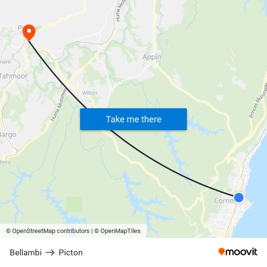 Bellambi to Picton map