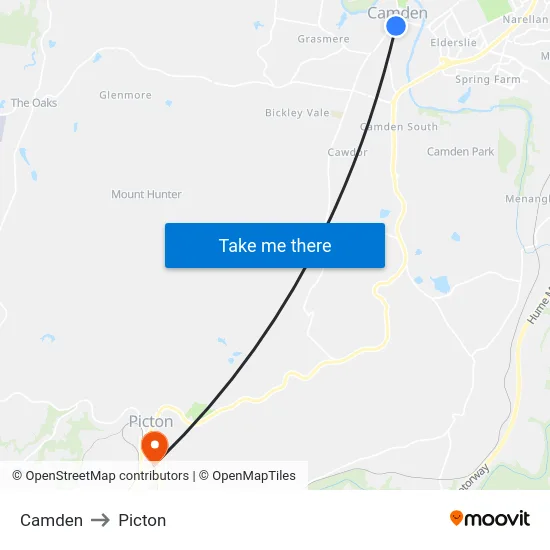 Camden to Picton map