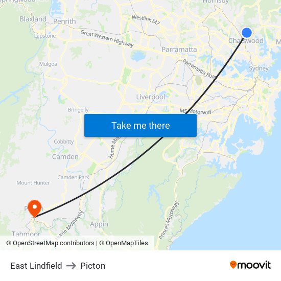 East Lindfield to Picton map