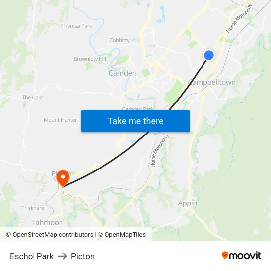 Eschol Park to Picton map