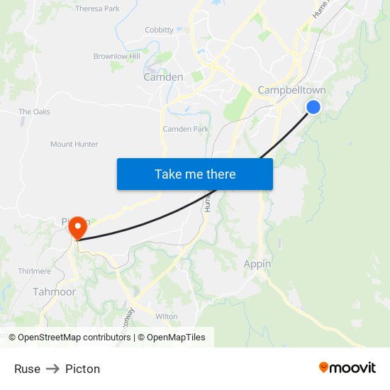 Ruse to Picton map