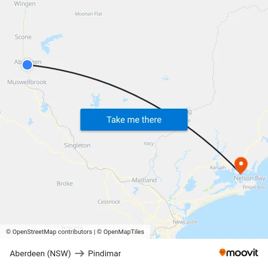 Aberdeen (NSW) to Pindimar map