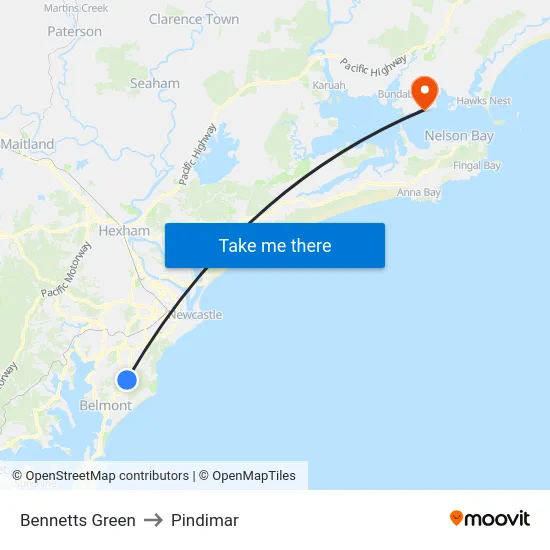 Bennetts Green to Pindimar map
