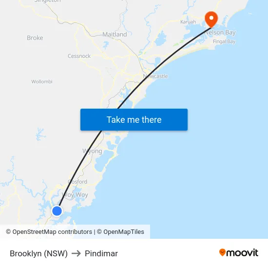 Brooklyn (NSW) to Pindimar map