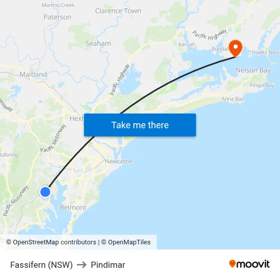 Fassifern (NSW) to Pindimar map