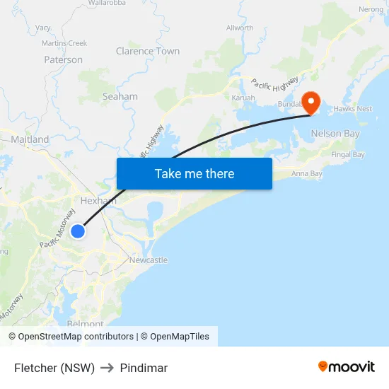 Fletcher (NSW) to Pindimar map
