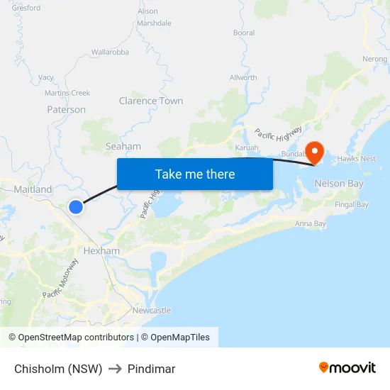 Chisholm (NSW) to Pindimar map