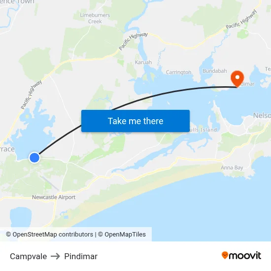 Campvale to Pindimar map