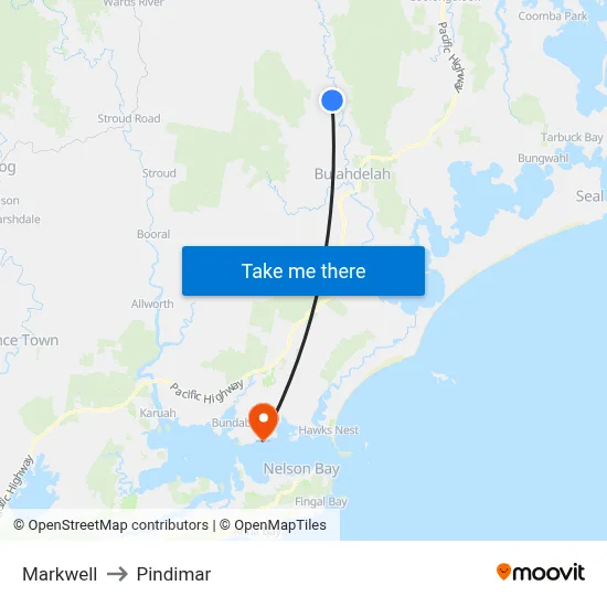 Markwell to Pindimar map