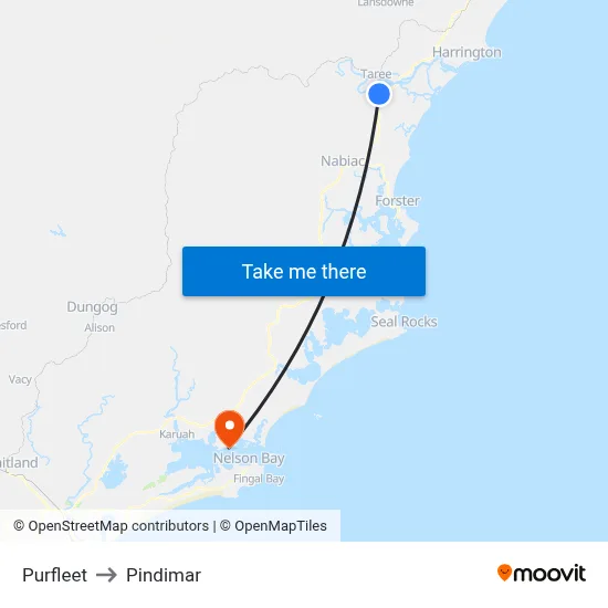 Purfleet to Pindimar map