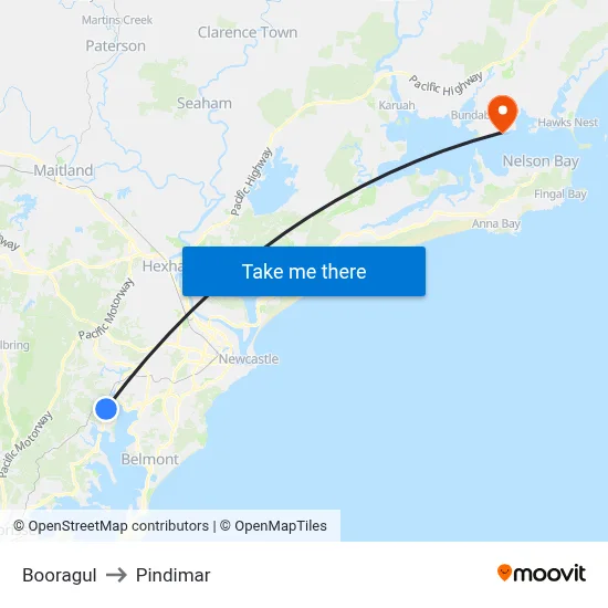 Booragul to Pindimar map