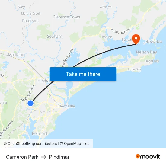 Cameron Park to Pindimar map