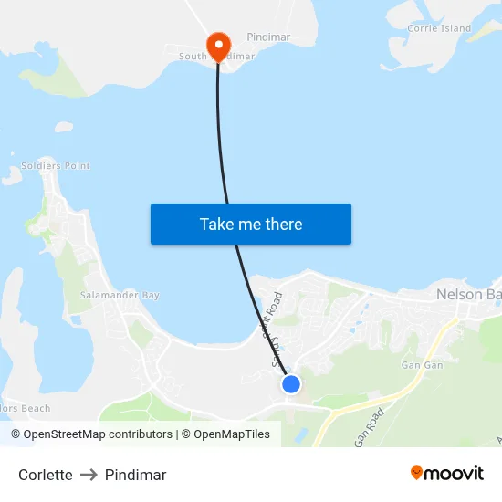 Corlette to Pindimar map