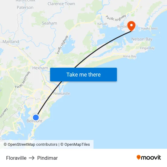 Floraville to Pindimar map