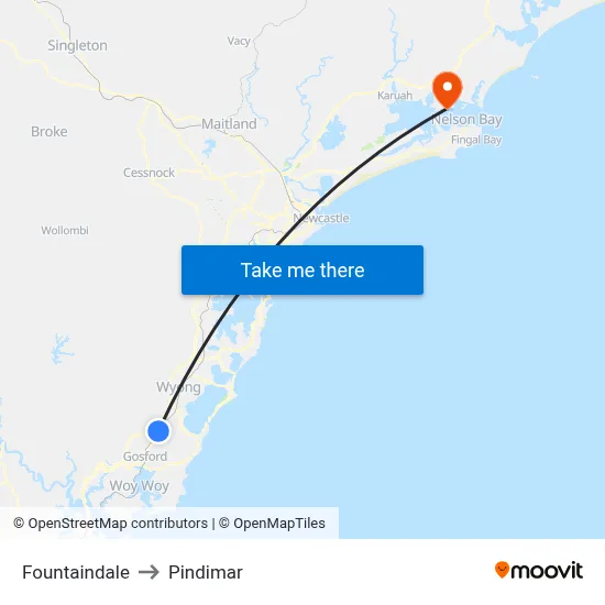 Fountaindale to Pindimar map