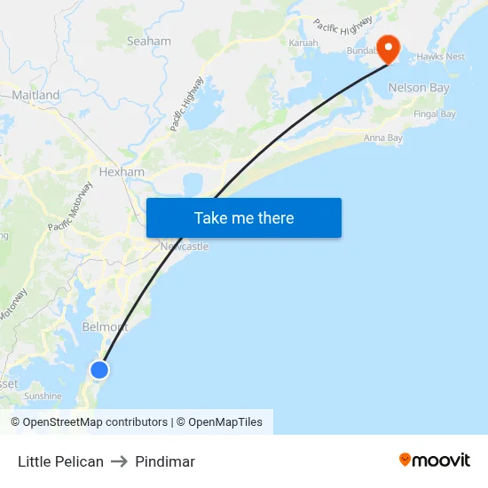Little Pelican to Pindimar map