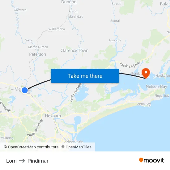 Lorn to Pindimar map