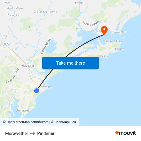 Merewether to Pindimar map