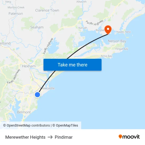 Merewether Heights to Pindimar map