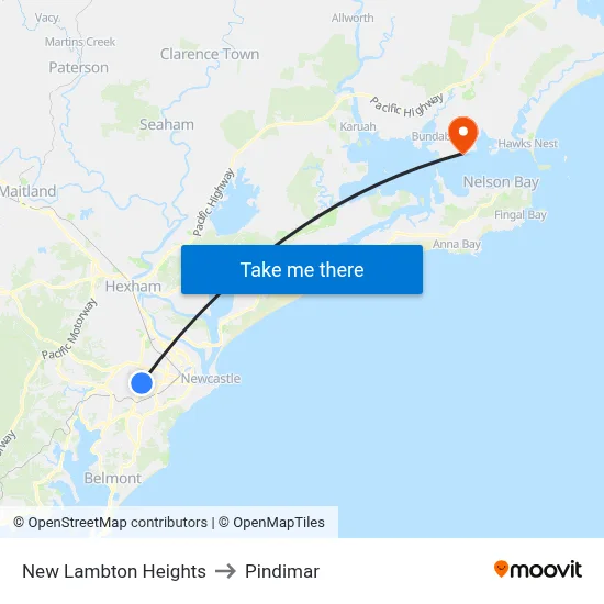 New Lambton Heights to Pindimar map