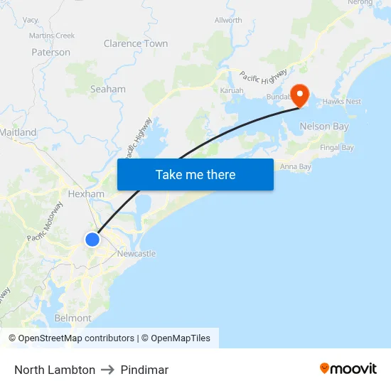 North Lambton to Pindimar map