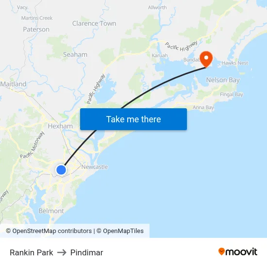 Rankin Park to Pindimar map