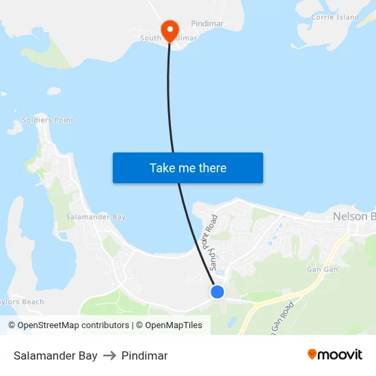 Salamander Bay to Pindimar map