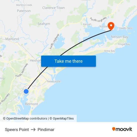 Speers Point to Pindimar map