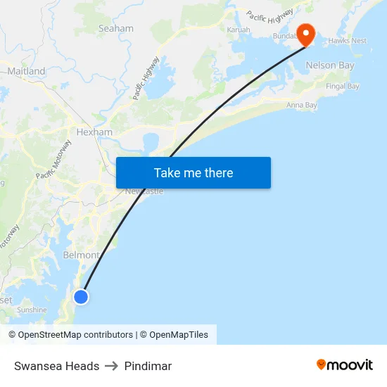 Swansea Heads to Pindimar map