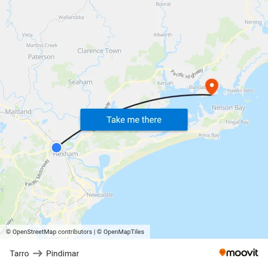 Tarro to Pindimar map