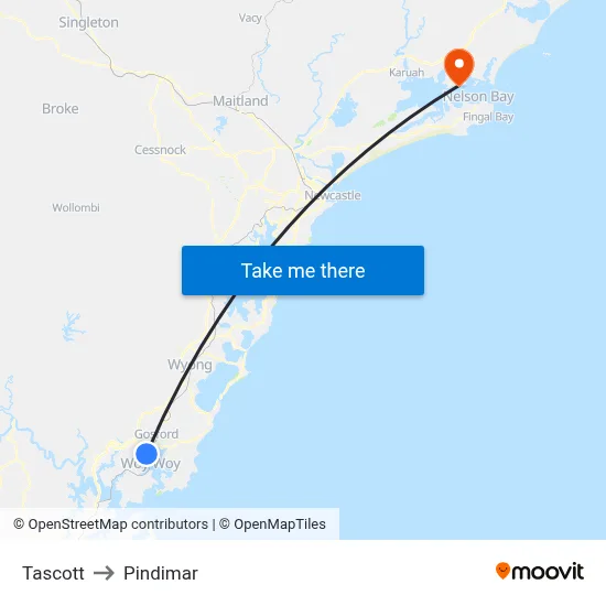 Tascott to Pindimar map