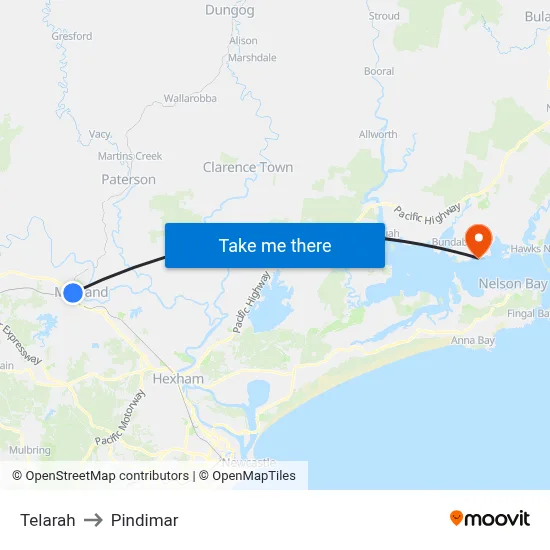 Telarah to Pindimar map