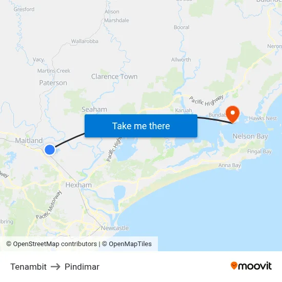 Tenambit to Pindimar map
