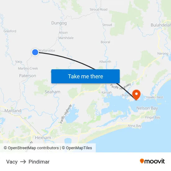 Vacy to Pindimar map