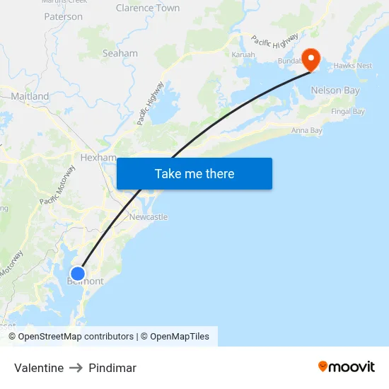 Valentine to Pindimar map