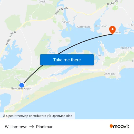 Williamtown to Pindimar map
