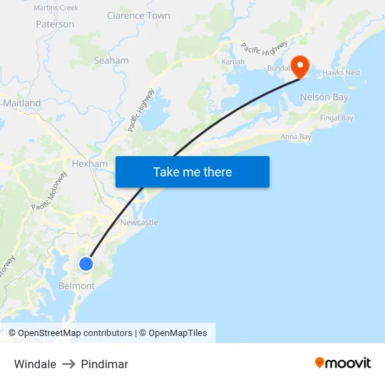 Windale to Pindimar map